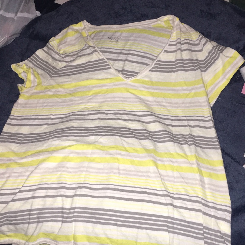 Yellow/gray/white striped shirt